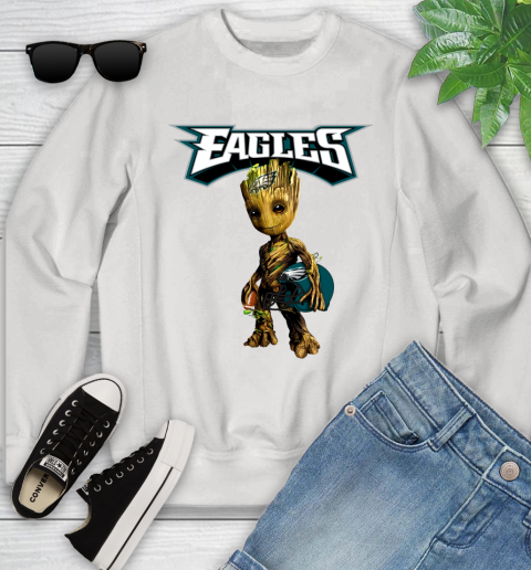 Philadelphia Eagles NFL Football Groot Marvel Guardians Of The Galaxy Youth Sweatshirt