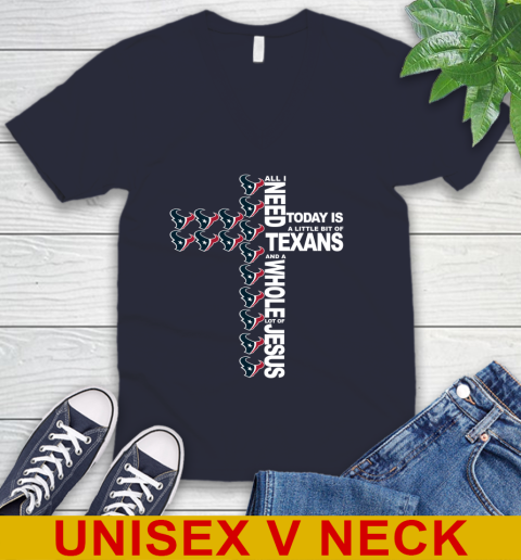 NFL All I Need Today Is A Little Bit Of Houston Texans Cross Shirt V-Neck T-Shirt 2