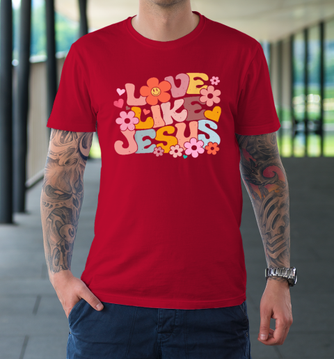 Love Like Jesus Christian Bible Verse Trendy Floral Heart T-Shirt 8