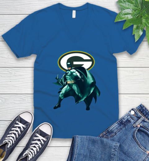 NFL Batman Football Sports Green Bay Packers V-Neck T-Shirt 6