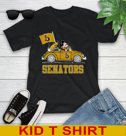 NHL Hockey Ottawa Senators Pluto Mickey Driving Disney Shirt Youth T-Shirt 2