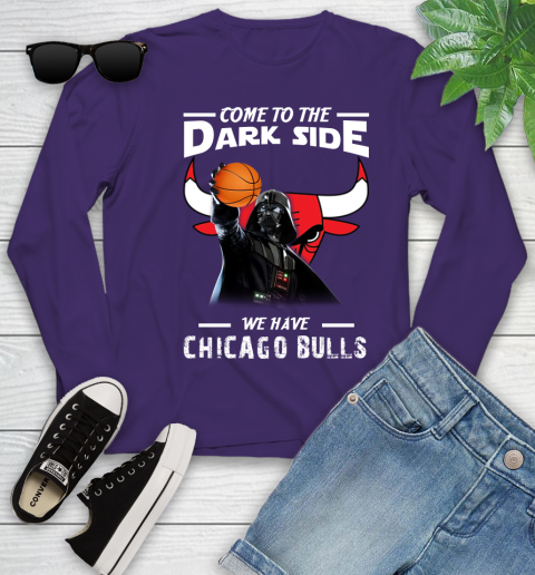 NBA Come To The Dark Side We Have Chicago Bulls Star Wars Darth Vader Basketball Youth Long Sleeve 4