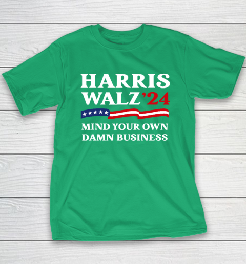 Harris Waltz 2024 Mind Your Own Damn Business Youth T-Shirt 4