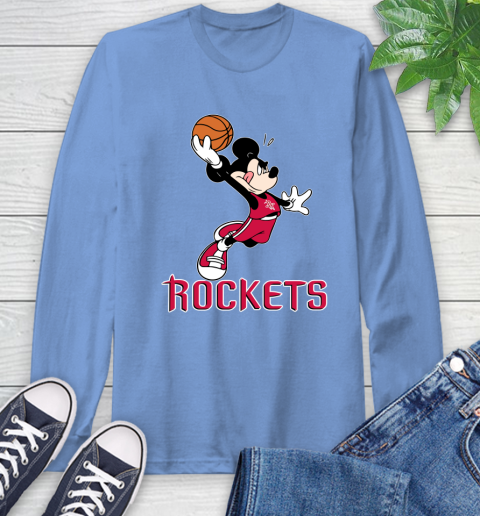 NBA Basketball Houston Rockets Cheerful Mickey Mouse Shirt Long Sleeve T-Shirt 12