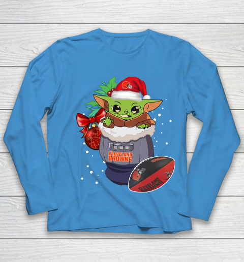 Cleveland Browns Christmas Baby Yoda Star Wars Funny Happy NFL Youth Long Sleeve 7