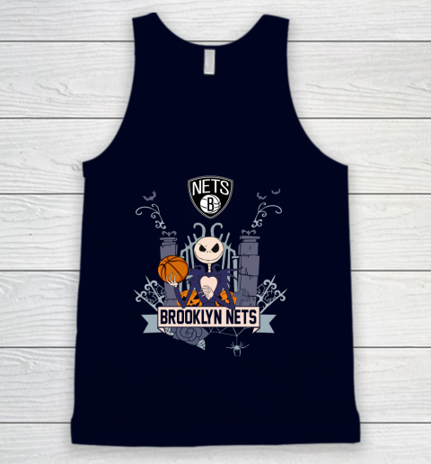 NBA Brooklyn Nets Basketball Jack Skellington Halloween Tank Top 2