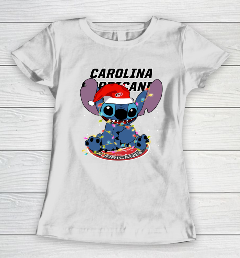 Carolina Hurricanes NHL Hockey noel stitch Christmas Women's T-Shirt