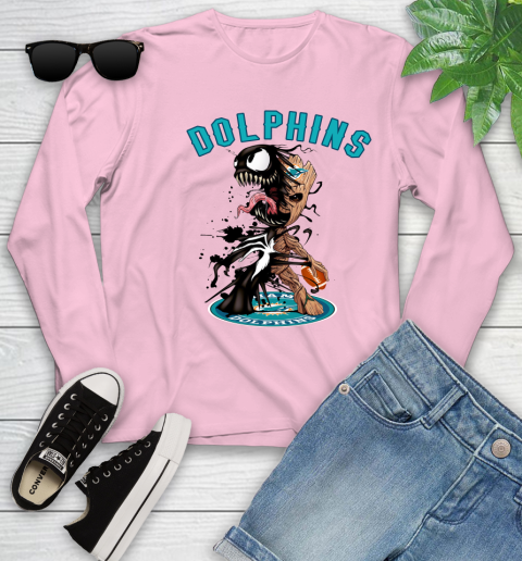 NFL Miami Dolphins Football Venom Groot Guardians Of The Galaxy Youth Long Sleeve 10