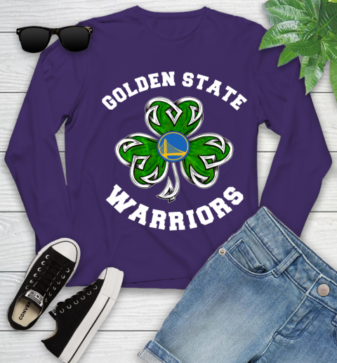 NBA Golden State Warriors Three Leaf Clover St Patrick's Day Basketball Sports Youth Long Sleeve 4
