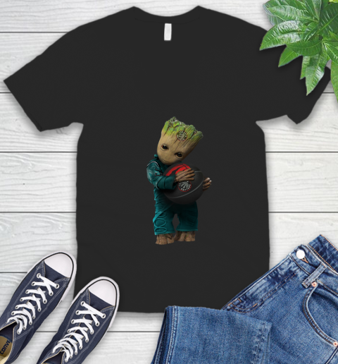 NBA Groot Guardians Of The Galaxy Basketball Sports Toronto Raptors V-Neck T-Shirt 2