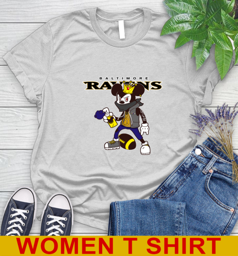 Baltimore Ravens NFL Football Mickey Peace Sign Sports Women's T-Shirt