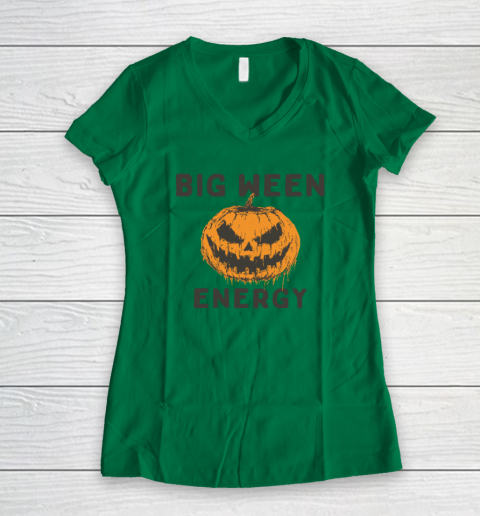 Halloween Pumpkin Head Big Ween Energy Spooky Women's V-Neck T-Shirt 3
