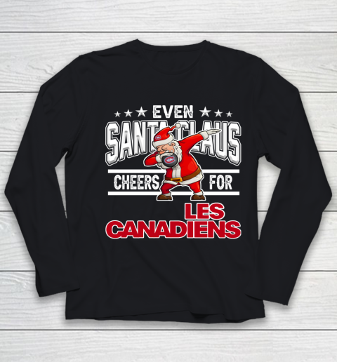Montreal Canadiens Even Santa Claus Cheers For Christmas NHL Youth Long Sleeve