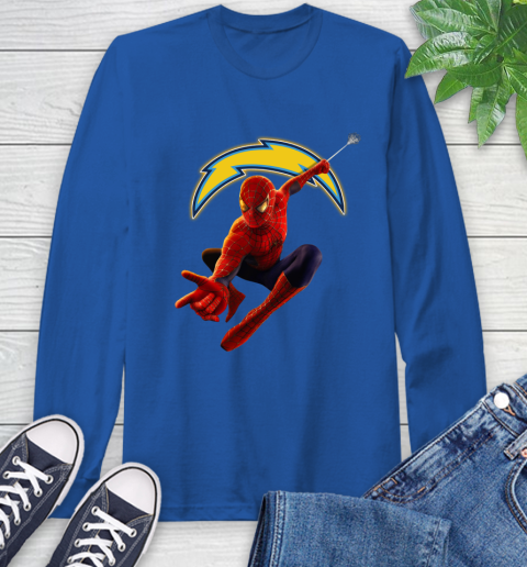 NFL Spider Man Avengers Endgame Football Los Angeles Chargers Long Sleeve T-Shirt 10 NFL Spider Man Avengers Endgame Football Los Angeles Chargers Long Sleeve T-Shirt - Image 10