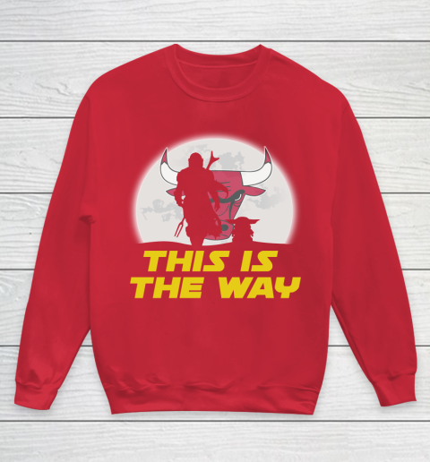 Chicago Bulls NBA Basketball Star Wars Yoda And Mandalorian This Is The Way Youth Sweatshirt 7