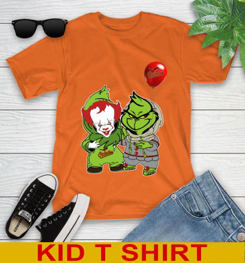 Baby Pennywise Grinch Christmas MLB Baseball Baltimore Orioles Youth T-Shirt 7