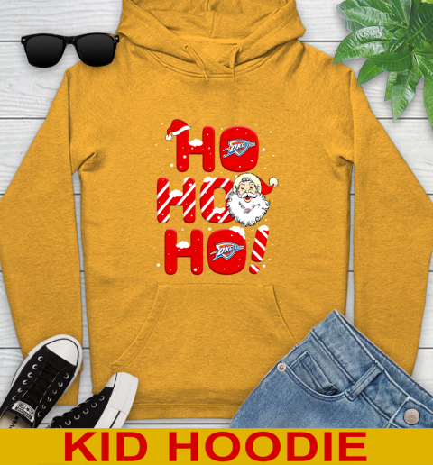 Oklahoma City Thunder NBA Basketball Ho Ho Ho Santa Claus Merry Christmas Shirt Youth Hoodie 2