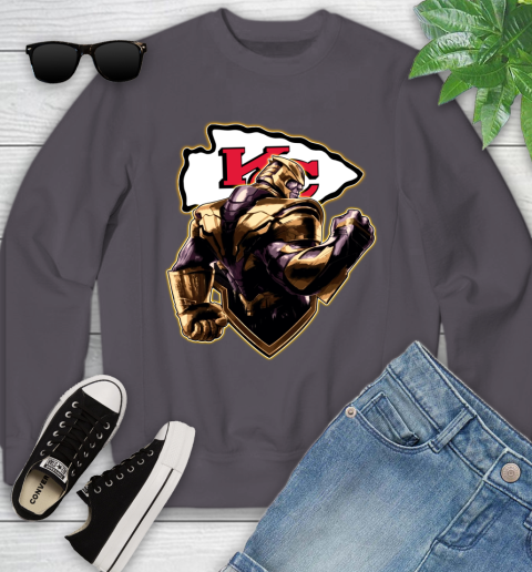 NFL Thanos Avengers Endgame Football Sports Kansas City Chiefs Youth Sweatshirt 6