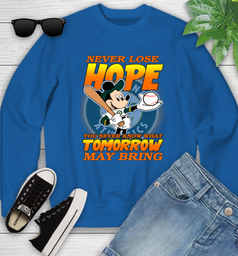 Oakland Athletics MLB Baseball Mickey Disney Never Lose Hope Youth Sweatshirt - Image 8