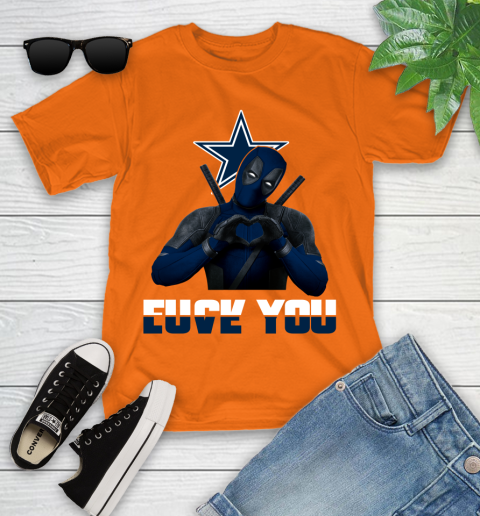 NHL Dallas Cowboys Deadpool Love You Fuck You Football Sports Youth T-Shirt 9