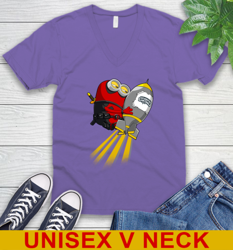 NBA Basketball San Antonio Spurs Deadpool Minion Marvel Shirt V-Neck T-Shirt 8