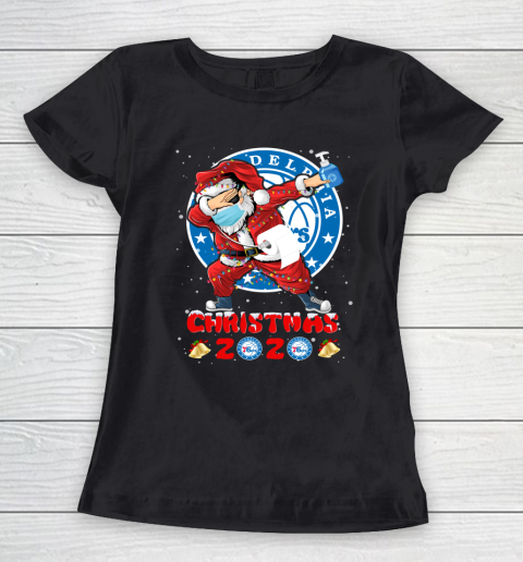 Philadelphia 76ers Funny Santa Claus Dabbing Christmas 2020 NBA Women's T-Shirt