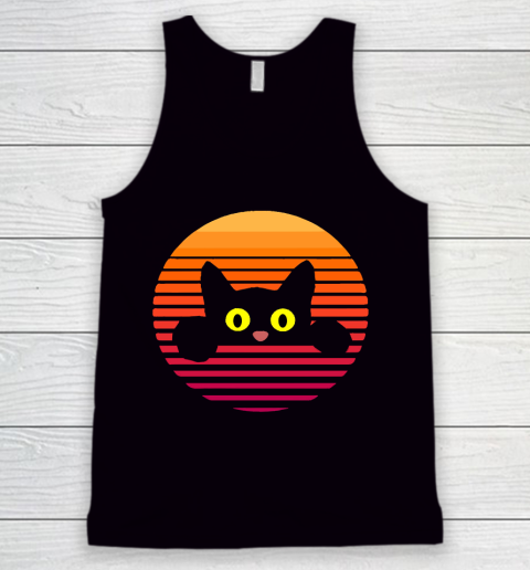 Mother's Day Funny Gift Ideas Apparel  Cat peeps middle sunset Mom Tank Top