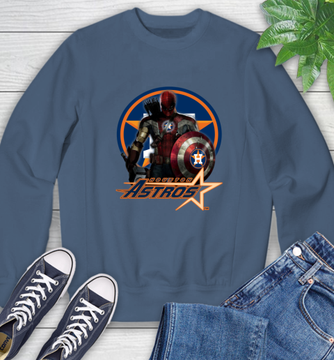 MLB Captain America Thor Spider Man Hawkeye Avengers Endgame Baseball Houston Astros Sweatshirt 7