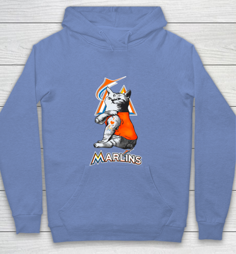 MLB Baseball My Cat Loves Miami Marlins Youth Hoodie 8
