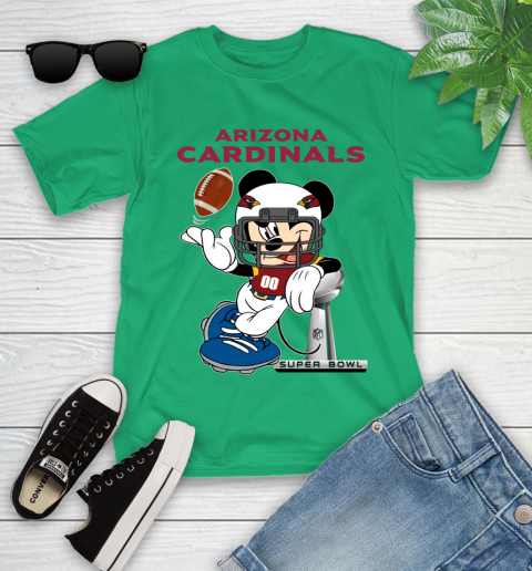 NFL Arizona Cardinals Mickey Mouse Disney Super Bowl Football T Shirt Youth T-Shirt 6
