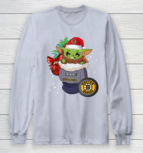 Boston Bruins Christmas Baby Yoda Star Wars Funny Happy NHL Long Sleeve T-Shirt 6