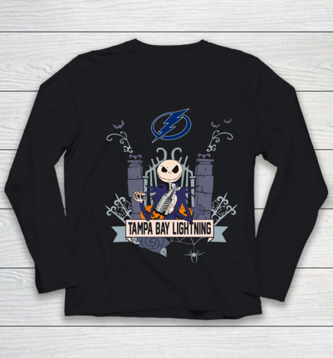 Tampa Bay Lightning Stanley Cup Champions 2020 Jack Skellington Halloween Youth Long Sleeve