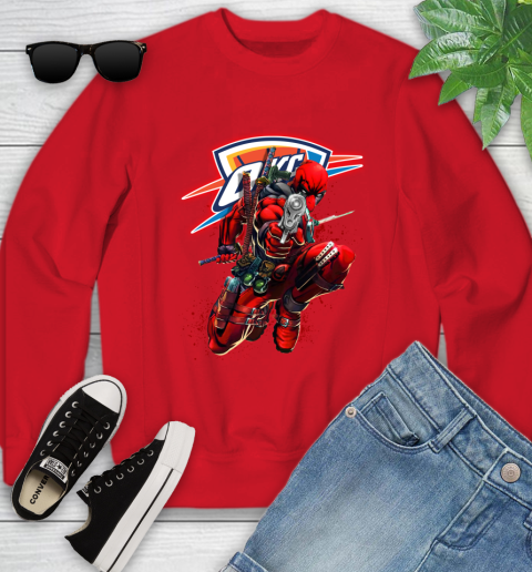 NBA Deadpool Marvel Comics Sports Basketball Oklahoma City Thunder Youth Sweatshirt 9