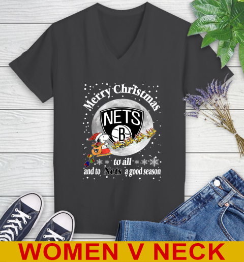 Brooklyn Nets Merry Christmas To All And To Nets A Good Season NBA Basketball Sports Women's V-Neck T-Shirt 8