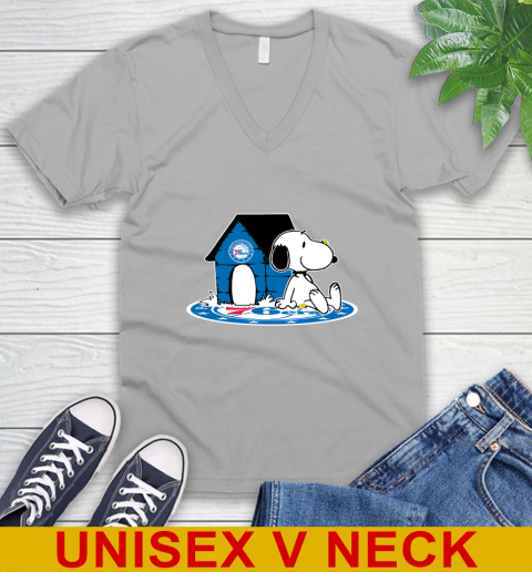 NBA Basketball Philadelphia 76ers Snoopy The Peanuts Movie Shirt V-Neck T-Shirt 4