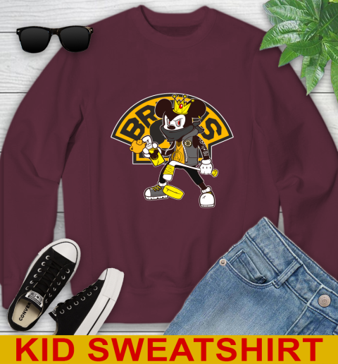 Boston Bruins NHL Hockey Mickey Peace Sign Sports Youth Sweatshirt 5