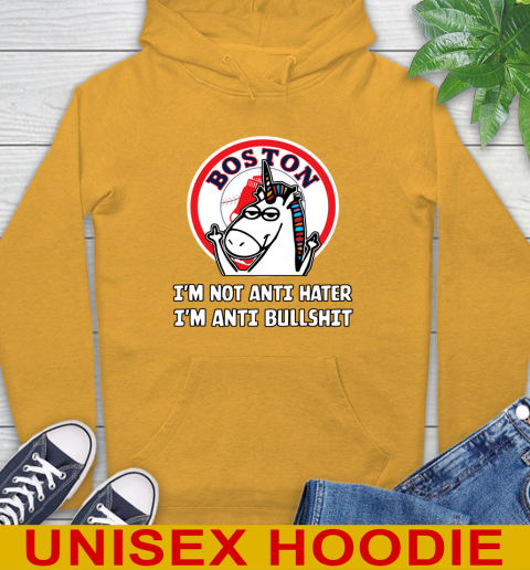 Boston Red Sox MLB Baseball Unicorn I'm Not Anti Hater I'm Anti Bullshit Hoodie 3