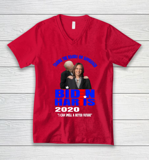 Anti Joe Biden Kamala Harris Hands On Can Smell The Future V-Neck T-Shirt 6