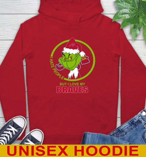 Atlanta Braves MLB Christmas Grinch I Hate People But I Love My Favorite Baseball Team Hoodie 10