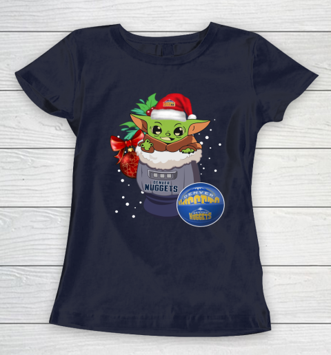 Denver Nuggets Christmas Baby Yoda Star Wars Funny Happy NBA Women's T-Shirt 4