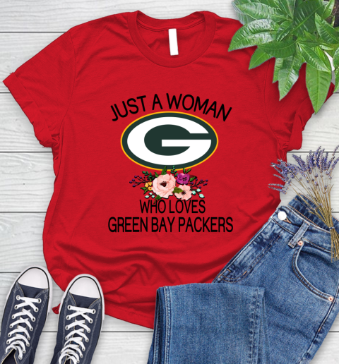 NFL Just A Woman Who Loves Green Bay Packers Football Sports Women's T-Shirt 9