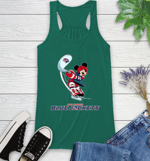 NHL Hockey Columbus Blue Jackets Cheerful Mickey Mouse Shirt Racerback Tank 7
