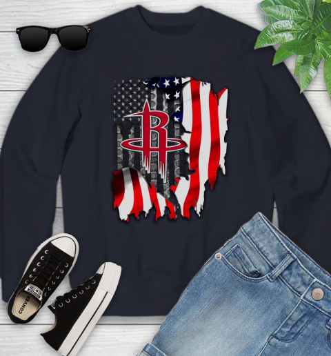 Houston Rockets NBA Basketball American Flag Youth Sweatshirt - Image 3
