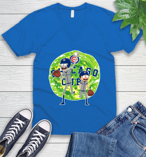 MLB Chicago Cubs Rick And Morty Baseball Sports V-Neck T-Shirt 6