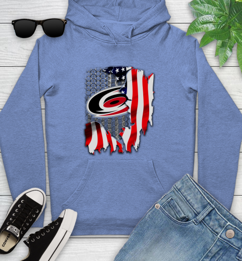 Carolina Hurricanes NHL Hockey American Flag Youth Hoodie 13