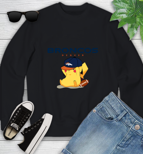 NFL Pikachu Football Sports Denver Broncos Youth Sweatshirt 2