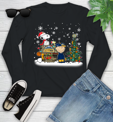 Denver Nuggets NBA Basketball Christmas The Peanuts Movie Snoopy Championship Youth Long Sleeve