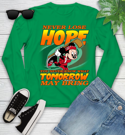 Carolina Hurricanes NHL Hockey ootball Mickey Disney Never Lose Hope Youth Long Sleeve 7