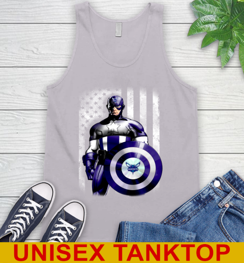 Charlotte Hornets NBA Basketball Captain America Marvel Avengers American Flag Shirt Tank Top 3