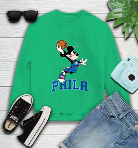 NBA Basketball Philadelphia 76ers Cheerful Mickey Mouse Shirt Sweatshirt 7